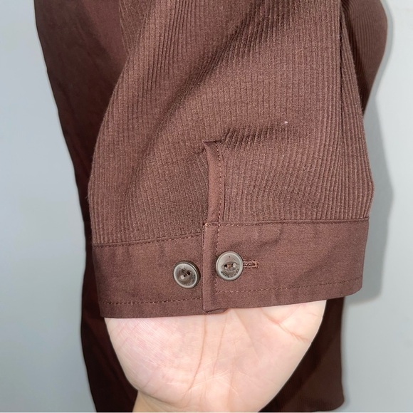 Rag & Bone Mix Media Polo Shirt in Chocolate | Women’s Size Small - Picture 4 of 5